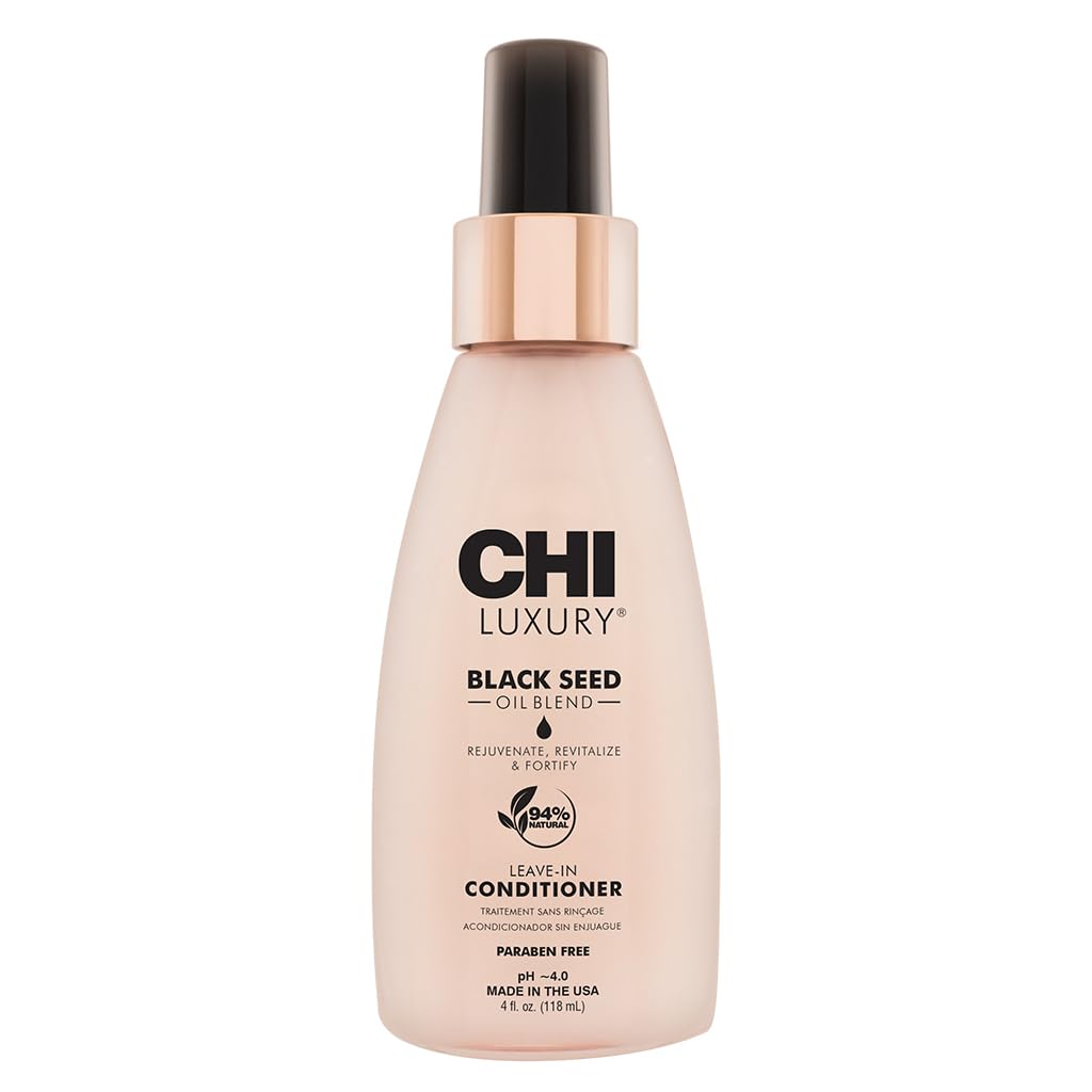 CHI Luxury Black Seed Oil Leave-In Conditioner, Moisturizing Treatment To Strengthen Hair, Thermal Protectant, Sulfate, Paraben & Gluten-Free, 4 Oz